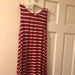 Red and white striped swing dress